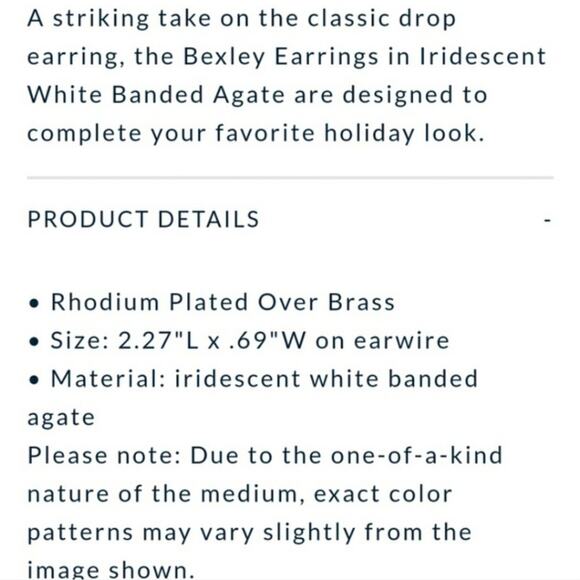 Kendra Scott Bexley White Banded Agate Drop Earrings - Picture 5 of 5